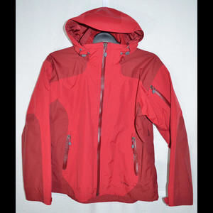 L.L. Bean Parka Jacket Red Side Vents Zip Front Hooded Mesh Lined Women's M